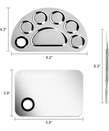 Tamon Stainless Steel Mixing Palette Set - 2 Pack Makeup Palette with Spatula for Cosmetics Nail Design & Pigment Mixing - Buy Online on GoSupps.com