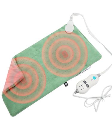 Dowin Weighted Vibrating Heating Pad with 2 Massager Neck and Shoulders Electric Heating Pad for Pain Relief  3 Heat Settings& 6 Massage Modes Back Massager  2Hrs Auto-Off  12x24 Green