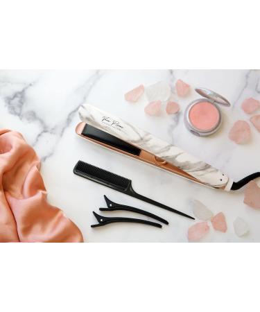 Best 1 Inch Hair Straightener - 2 in 1 Flat Iron & Curler Ceramic Dual Voltage Auto Shut Off White Marble - Salon Quality for Frizz-Free Hair - Buy Online on GoSupps.com