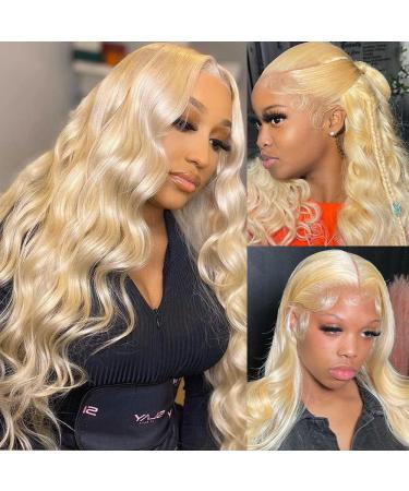 Manyisi 613 Lace Front Wig Human Hair 13x4 Body Wave Blonde Lace Front Wigs Human Hair Pre Plucked with Baby Hair 613 HD Lace Frontal Wig Brazilian Virgin Human Hair Wig Bleached Knots 150% Density Wigs for Women 22 Inch...