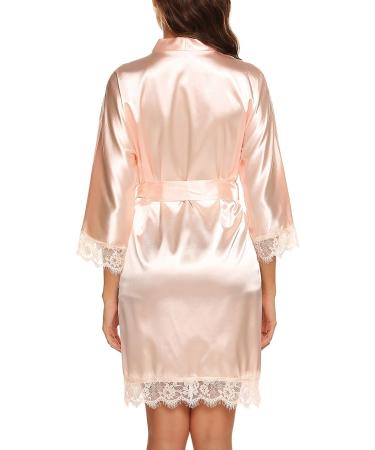 BESDEL Women's Satin Silk V-Neck Short Kimono Robe XS Champagne - Buy Online on GoSupps.com