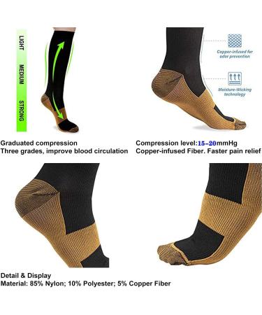 Zalati Copper Compression Socks - 2pcs Foot Sleeves for Medical Running & Cycling - Unisex Athletic Support - Buy Online on GoSupps.com