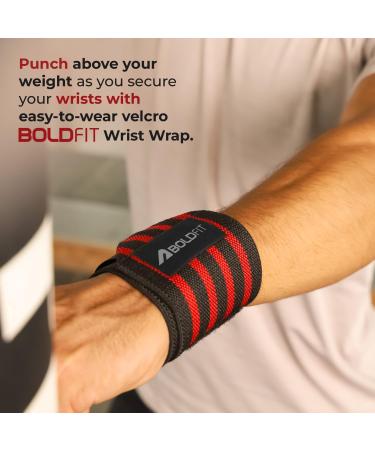 Boldfit Adjustable Wrist Brace - Breathable Velcro Weight Lifting Wraps for Crossfit & Gym - Universal Size Red & Black for Men & Women - Buy Online on GoSupps.com