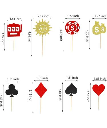 Arthsdite 24 Pcs Casino Poker Theme Party Decorations Poker Heart Cupcake Toppers Las Vegas Casino Night Cake Decorations Playing Card Toothpicks Fruit Food Picks Birthday Party Favors Supplies - Buy Online on GoSupps.com