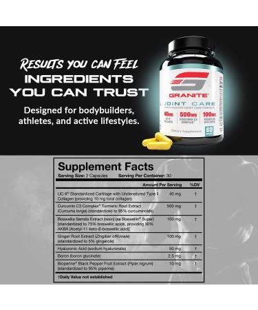 Granite Joint Care: Premium UC-II Collagen Turmeric Curcumin C3 AKBA Boswellia + More - All-in-One Support for Joint Mobility Comfort & Strength (60ct) - Buy Online on GoSupps.com