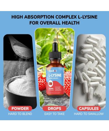 Liquid L-Lysine 1000MG with Monolaurin Drops Lysine Supplement for Women & Kids with Vitamin C D3 & B12 Zinc Citrate Lips & Skin Health Immune Support Overall Health Strawberry Flavor 2 Fl Oz - Buy Online on GoSupps.com