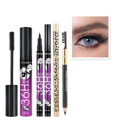 3-Part Eye Make-Up Set for Women | All-in-One Eyebrow Pencil Eyeliner & Mascara - Perfect for Beginners - Violet - Buy Online on GoSupps.com