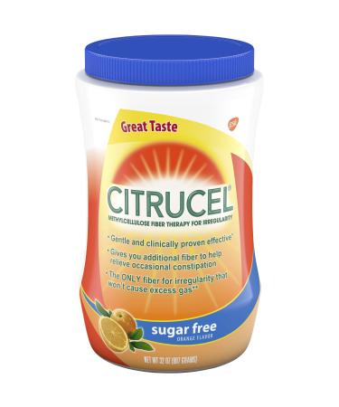 Citrucel Sugar Free Fiber Powder for Occasional Constipation Relief, Methylcellulose Fiber Powder, Orange Flavor - 32 Ounces