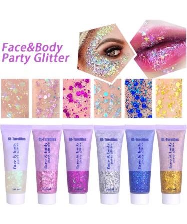 GL-Turelifes Chunky Glitter Gel 50ml - Blue Festival Cosmetic Glitter for Face, Hair, Nails, and Makeup - Long Lasting and Easy to Apply/Remove - Buy Online on GoSupps.com