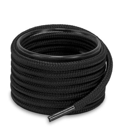 Shoemate Solid Color Round Shoe Laces for Sneakers, Boots and Athletic Shoes, Shoe Strings 48"(122cm) 01 Black