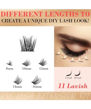 Cluster Eyelash Extensions - 165 PCS Wispy DIY Individual Lashes | Soft Mink False Eyelashes with Super Thin Band (C-8-16mix - Buy Online on GoSupps.com