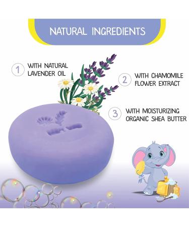 Relaxcation Baby Soap Bar with Lavender Essential Oils, Chamomile Water, Shea Butter - 3-Pack, Cold Processed in USA - Organic Gift for Newborns, Babies, Kids, and Adults - Buy Online on GoSupps.com