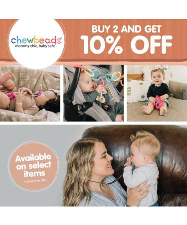 Chewbeads Brooklyn Teething Toy - Silicone & Wood Teether for Infants, Babies & Toddlers - Grey - Buy Online on GoSupps.com