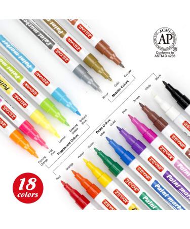 ZEYAR Oil-Based Paint Markers - 18 Colors, Extra Fine Point, AP Certified, Waterproof - Perfect for Rock Painting and More - Buy Online on GoSupps.com