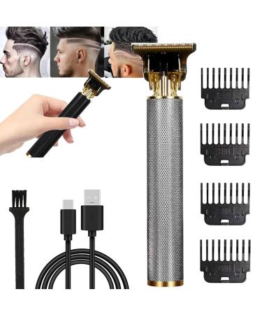 Yamloveme Trimmer Professional Cordless Hair Clipper Hair Edgers Clippers for Men Electric Hair Zero Gapped Hair Clippers with 4 Different Combs (Silver)