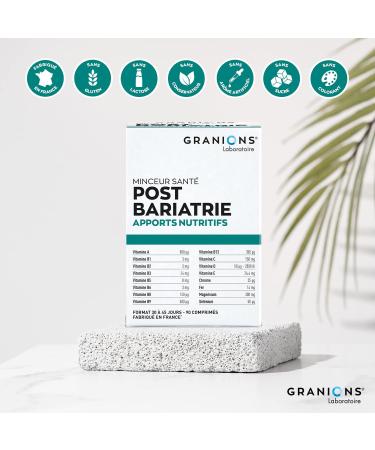 GRANIONS Post Bariatrics | Bariatric Surgery | Nutritional Intakes | Healthy Slimming | Vitamins and Minerals Chromium Iron | Fast Absorption | Made in France | 90 pp | 30 to 45 Day Program - Buy Online on GoSupps.com
