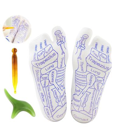 Tinging reflex zone massage socks reflexology socks with acupressure pen pressure point socks for foot reflex zones socks massage socks foot reflex zone massage socks with foot massage tools (men (40-44)