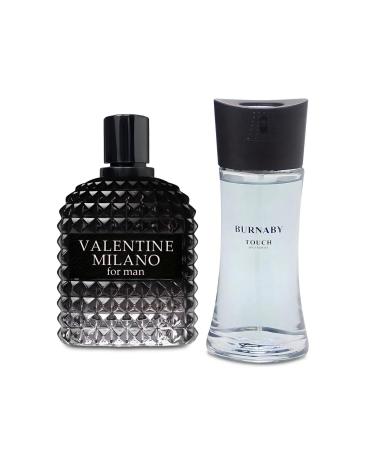 2PCS Valentine Milano/Burnaby Touch Eau De Toilette for Men-Fresh Romantic Scent Perfume for Men 3.4 Fl Oz Each Mens Cologne For All Skin Daily Used MilanoMen/Burnaby Touch