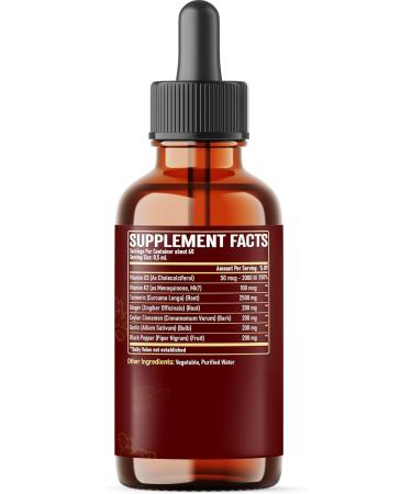 7in1 Liquid Turmeric Curcumin with Vitamin D3 Vitamin K2 Ginger Ceylon Cinnamon Garlic Black Pepper - Drops Extract - 2 Month Supply - Buy Online on GoSupps.com