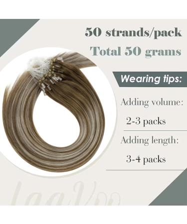 LAAVOO Micro Loop Real Hair Extensions - Balayage Blond #8/60/8 - 40cm Ombre Microring 50 Strands - Buy Online on GoSupps.com