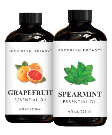 Brooklyn Botany Grapefruit & Spearmint Essential Oils 4 Fl Oz (Pack of 2) 100% Pure & Natural Uplifting & Cooling Aromatherapy Blend