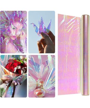 Giiffu Iridescent Film Cellophane Wrap Roll I 34 In Wide X 50 Ft Long I for Gift Baskets Flower Wrapping Paper Holographic Cellophane Easter Wrap Roll for Easter Gift Floral Bouquet Wrapping Pink Colorful - Buy Online on GoSupps.com