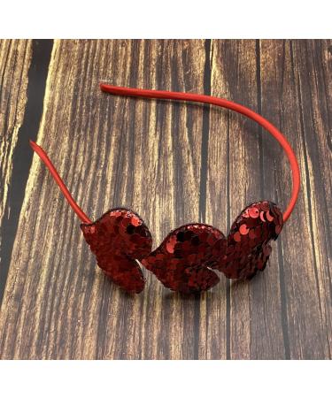 Red Sequin Love Heart Headband - Valentine's Day Hair Accessory for Girls & Women - Buy Online on GoSupps.com