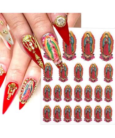 Religious Nail Art Stickers: Virgin Mary, San Judas, Jesus - 6 Sheets 3D Self-Adhesive Decals for Women's DIY Manicure - Buy Online on GoSupps.com
