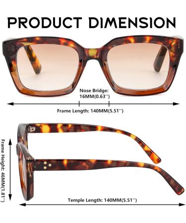 FEISEDY Reader Sunglasses B2895 - Tinted Reading Glasses for Women & Men | Square Leopard Frame & Gradual Tea Lens 2.5x - International Shipping Available - Buy Online on GoSupps.com