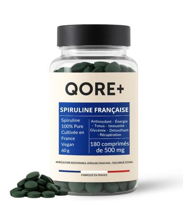 QORE+ French Spirulina Tablets 90 g High Nutritional Density Grown in Provence Energy Immunity Recovery 100% Vegan