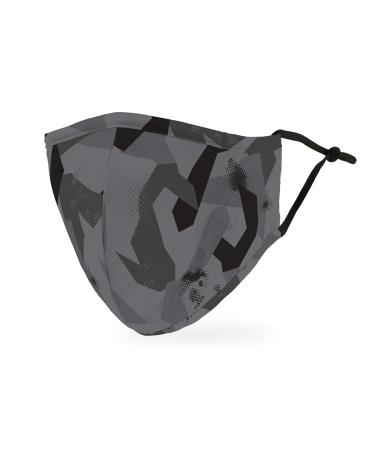 WEDDINGSTAR 3-Ply Adult Washable Cloth Face Mask Reusable and Adjustable with Filter Pocket - Modern Black Camo Adult Mask Black Camo