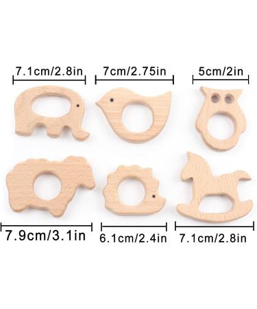 Baby Teether Wooden Teething Toys - Forest Animals DIY Bracelet Clip Necklace Set of 6 - Buy Online on GoSupps.com