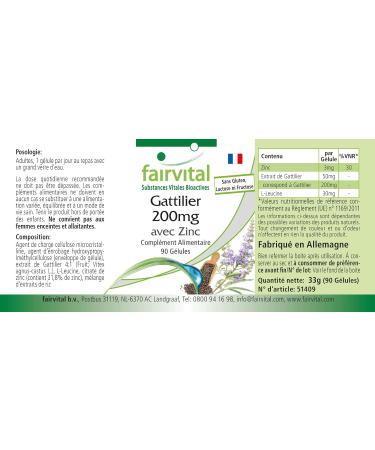 Fairvital | Chaste Tree Extract 200mg - Vitex Agnus Castus + Zinc - Highly Dosed - VEGAN - 90 Capsules - Menopause - Buy Online on GoSupps.com