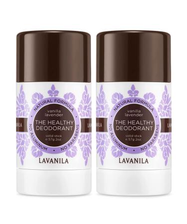 Lavanila The Healthy Deodorant, Vanilla Lavender 2oz, 2 pack - Natural, Aluminum and Baking Soda Free Deodorant for Men and Women, Long Lasting Odor Protection, Solid Stick, Vegan