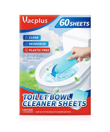 Vacplus Toilet Bowl Cleaners - Eco - Friendly 60 Sheets Toilet Bowl Cleaner Strips, Plastic-Free Toilet Cleaning Strips, Pre-Measured & Biodegradable Cleaning Stips, Efficiently Remove Stains & Odors
