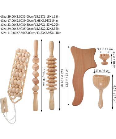 Healvian Wooden Lymphatic Drainage Tool Set | 5-Piece Maderoterapia Kit | Wood Massage & Gua Sha Tools for Body Muscle Recovery - Buy Online on GoSupps.com