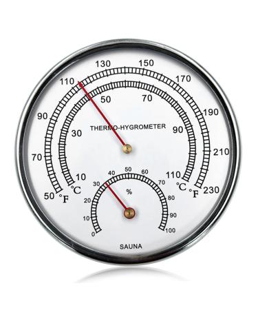 Sauna thermometer Fahrenheit 4.9 inches 2-in-1 sauna thermometer and hygrometer made of metal with hanging-hole foldable thermometer for room sauna accessories sauna thermometer and hygrometer