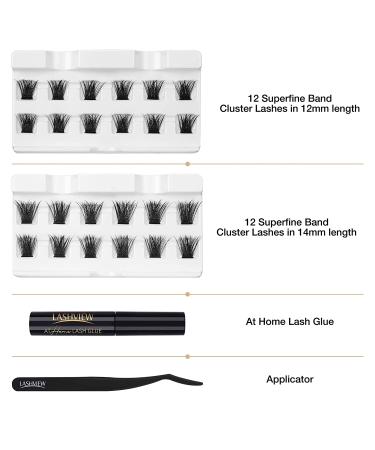 LASHVIEW DIY Eyelash Extension Kit with Cluster Lashes Glue and Tweezers - 56D#KIT 12&14mm - Buy Online on GoSupps.com