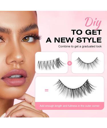Sixstarhair Wispy Cat Eye Half Lashes - 10 Pairs of Natural Handmade False Eyelashes with Clear Band for Corner Lashes - H-W8 - Buy Online on GoSupps.com
