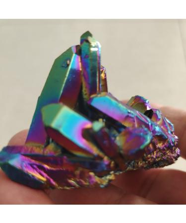 Crystal 1pcs 100-150g Colorful Natural Quartz Crystal Rainbow Titanium ClusterMineral Specimen Stone Ornaments ningxiao