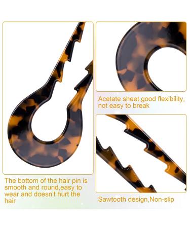 Vintage Cellulose Acetate French Hair Sticks Set - 3 PCS U Shape Hair Clips for Women and Girls with Long Thick Hair (Sawtooth Design) - Buy Online on GoSupps.com
