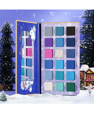 Blue Purple Eyeshadow Palette - 18 Highly Pigmented Matte & Shimmer Shades | Waterproof Christmas Makeup Palette for Girls - Buy Online on GoSupps.com