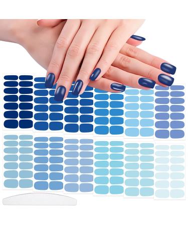 WOKOTO 12 Sheets Blue Series Nail Polish Strips Full Nail Wraps Solid Nail Stickers Gel Nail Polish Stickers Full Gel Nail Wraps for Women Girls Stick On Nails Polish Strips Gel Nail Stickers Decals KIT1 Blue Series