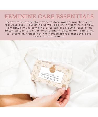 Femallay Organic Vanilla Vaginal Moisturizing Suppository Melts - 100% Natural for Odor, Dryness & Pleasure (14ct) - Buy Online on GoSupps.com