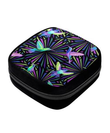 GIAPB Period Bag Sanitary Napkin Storage Bag Pad Holder for Period Makeup Pouch Art Colorful Bird Color1257