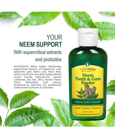 TheraNeem Naturals Neem Tooth & Gum Powder - Gentle Mint 40g by Organix South - Buy Online on GoSupps.com