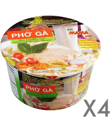 MAMA PHO GA Chicken Flavour Vietnamese Style Instant Rice Noodles Soup Bowl 65g (Pack of 4) - Buy Online on GoSupps.com