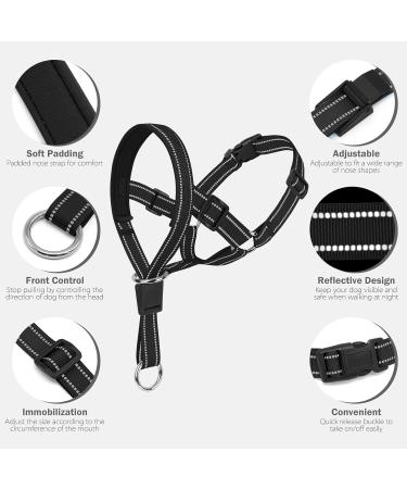 Weesiber Adjustable Dog Muzzle & Padded Halter - No Pulling Leash Solution for Medium Dogs (Black) - Buy Online on GoSupps.com