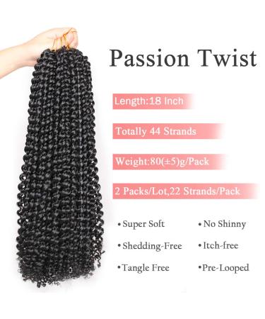 Leeven 2pcs 18 Inch Passion Twist Braiding Hair for Butterfly Locs | Natural Black Water Wave Crochet Bohemian Braids Synthetic Hair for Women - Buy Online on GoSupps.com
