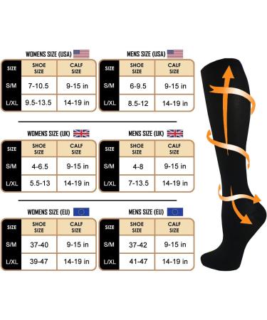 Actinput Compression Stockings - 4 Pairs Colorful Support Socks for Men & Women | Ideal for Sports Travel Flight Nursing - Black L-XL - Buy Online on GoSupps.com